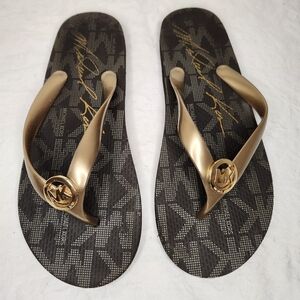 Michael Kors Gold Flip Flops